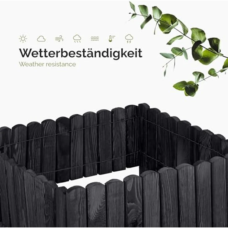 Garronda Rasenkante Holz Beeteimfassung imprägniert, flexibler Rollborder Zaun für Garten, 200 cm x 10 cm, Graphite – Bild 5