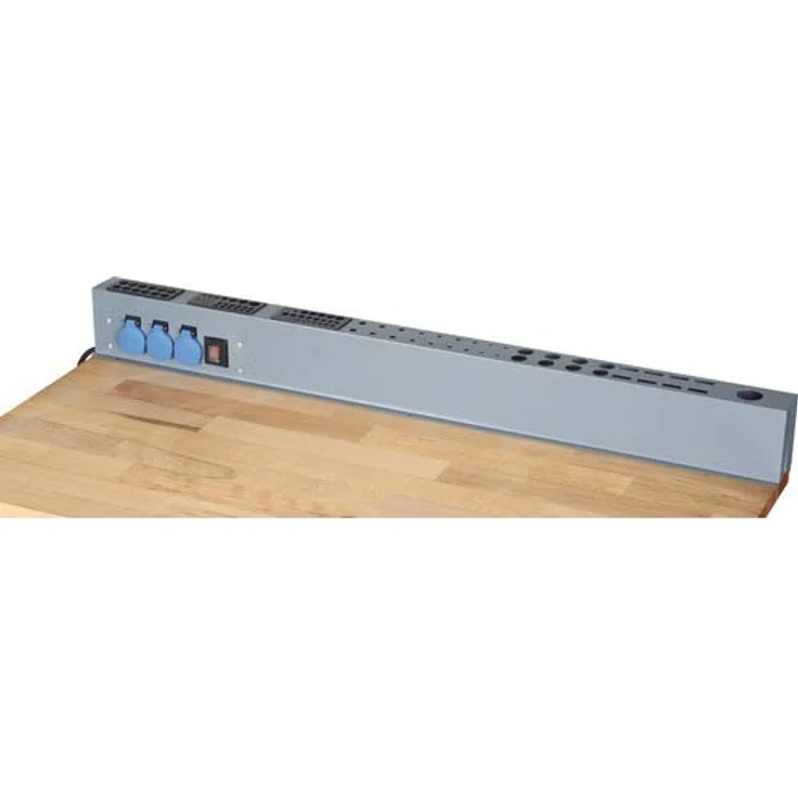 Küpper Werkzeug- & Steckdosenleiste, 120 cm mit 3er-Steckdosen und Ordnungssystem für Werkzeuge, Stahlblech-Ausführung – Bild 1