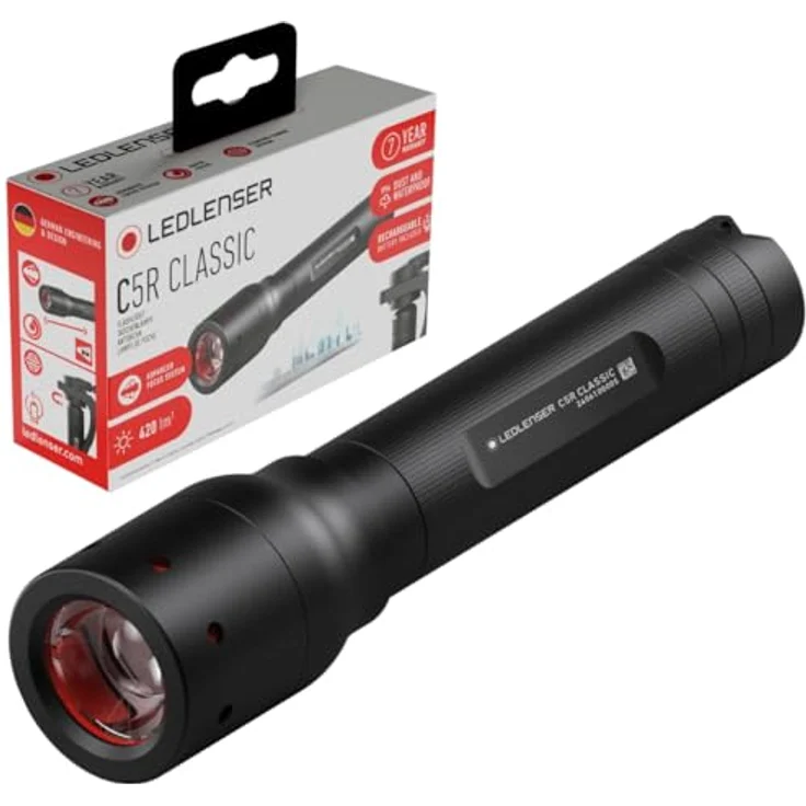 Ledlenser C5R Classic, LED Taschenlampe akkubetrieben mit 420 lm, 15 h Laufzeit, 75 g, Floating Charge System – Bild 1