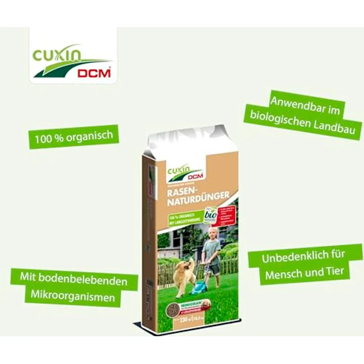 Cuxin DCM Rasen-Naturdünger Frühjahr 10,5 kg bis 230 m2 – Bild 3