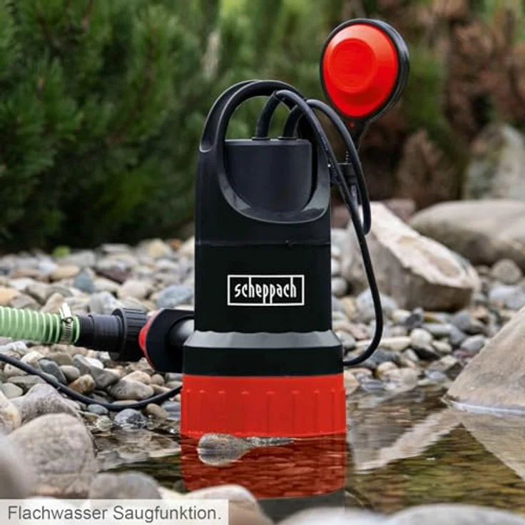 Scheppach Schmutzwasserkombipumpe DWP750 Wasserpumpe mit Saugfunktion | 750W Leistung | Fördermenge 20000 L/h | max. Partikelgröße 30mm | Förderhöhe 8m | Eintauchtiefe 7m | für Klar- & Schmutzwasser – Bild 5