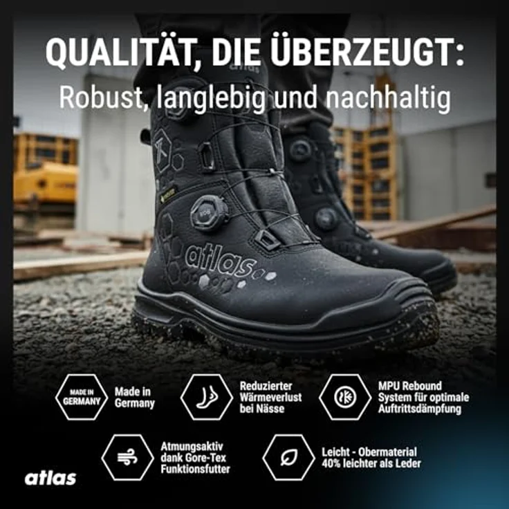 ATLAS XT 1050 BOA GTX Sicherheitsstiefel, S3 SRC, metallfreie Durchtritthemmung, Gore-Tex, schwarz/anthrazit, Gr. 44 W.10 – Bild 5