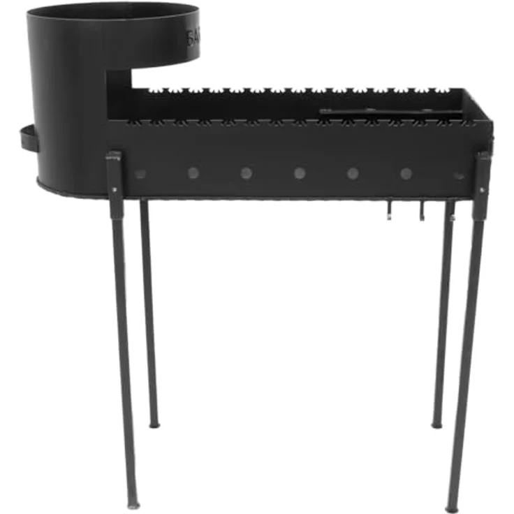 FlameFusion Mangal inkl. 6 Liter Kazan Gusseisen BBQ Holzkohlegrill Schaschlikgrill Outdoor Grill Mangalgrill in Schwarz – Bild 2