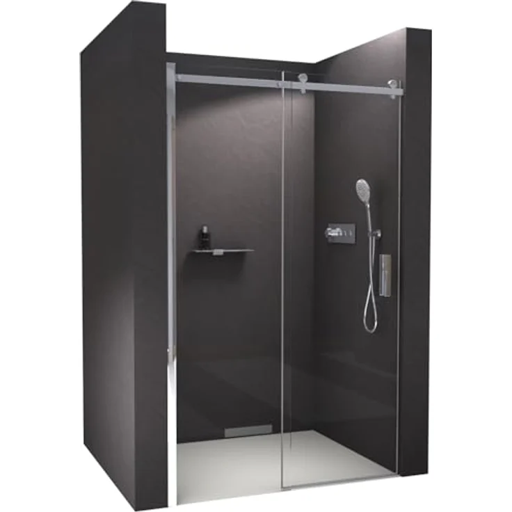 Bernstein Nischendusche NT806 FLEX, Schiebetür mit 8mm ESG-Klarglas und Nano-Beschichtung, Chrom, 110cm – Bild 1