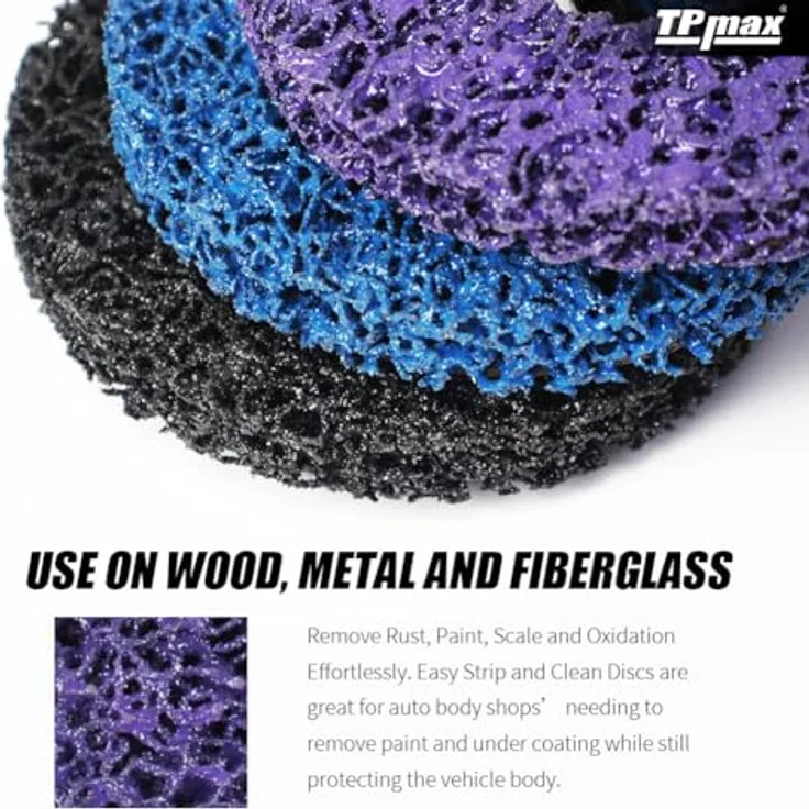 TPmax 115 mm Streifenscheiben, Schleifscheiben für Rost- und Farbentfernung, 3 Stück (lila/blau/schwarz) – Bild 5