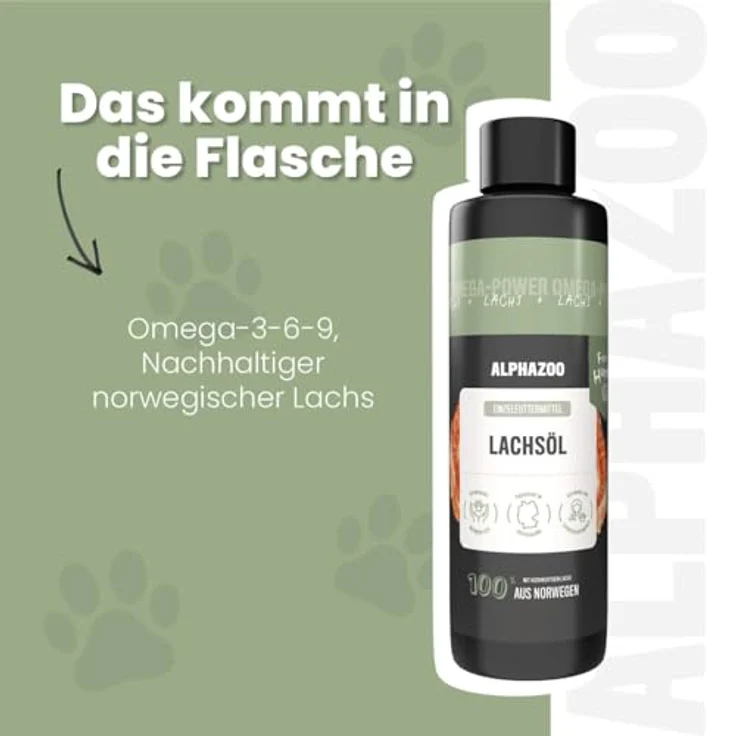ALPHAZOO Premium Lachsöl für Hunde & Katzen, 250 ml, reich an Omega-3 Fettsäuren, natürliches Fischöl für Haut und Fell – Bild 3