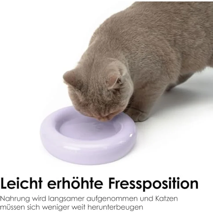 LucyBalu® Drop Katzennapf, erhöhter Fressnapf aus Porzellan, kippsicher und ergonomisch, lilac – Bild 2