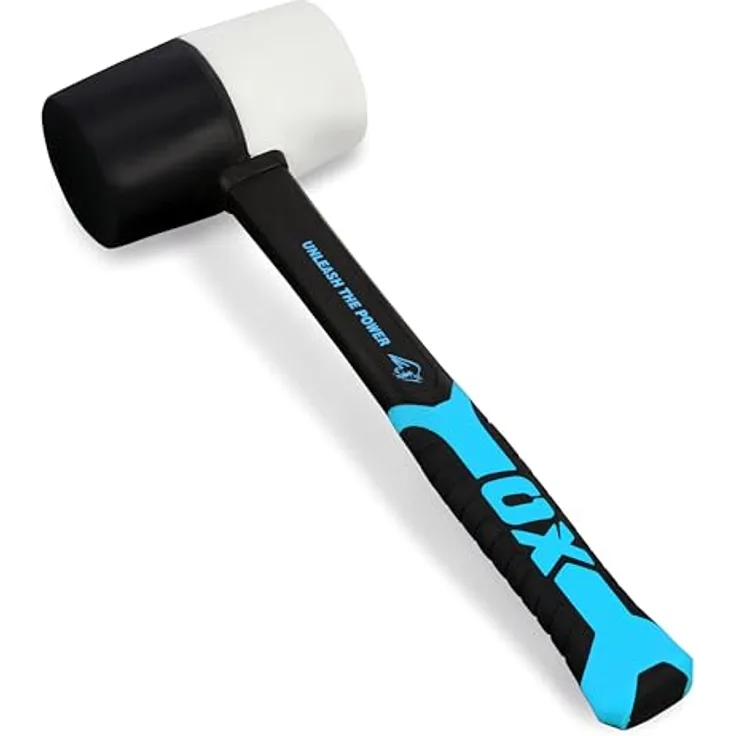 OX Combination Rubber Mallet - 24 oz, Doppelkopf mit schwarzem und weißem Kopf, ergonomischer Griff, vielseitig einsetzbar