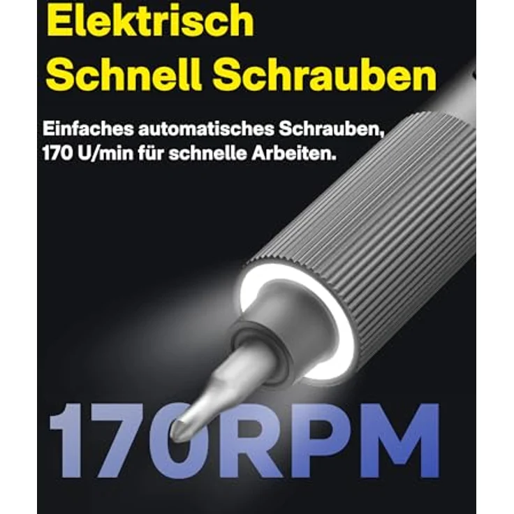 HOTO Feinmechaniker Akkuschrauber Set ADV, Mini Elektrischer Schraubenzieher Set, 2 Modi, magnetischer Aufbewahrungskasten, LED Licht, rutschfester Griff – Bild 4