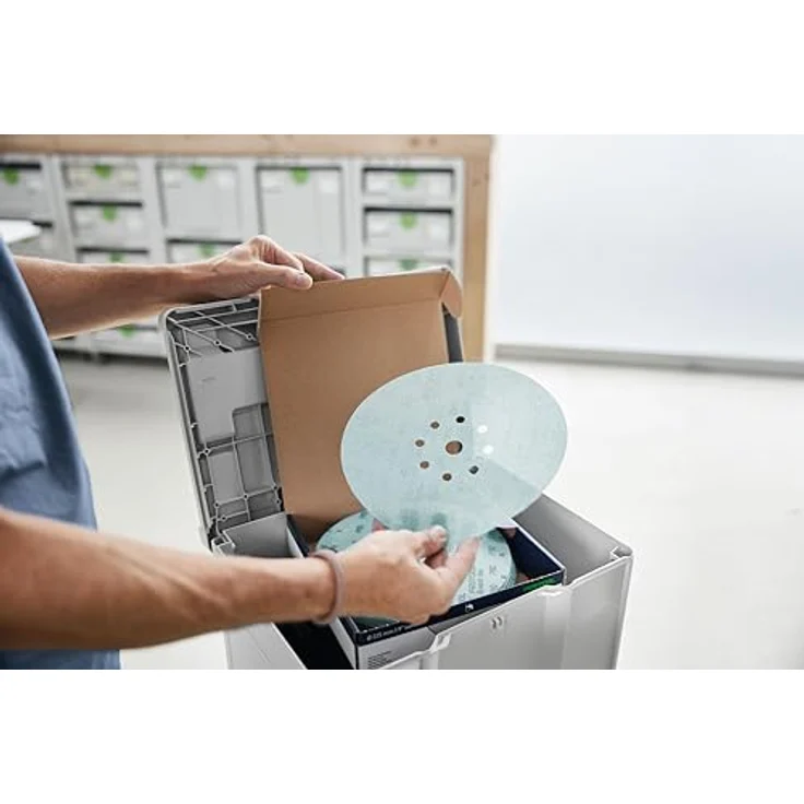 Festool Schleifmittel-Systainer³ Granat Net D225 GR NET SYS, Schleifscheiben für staubfreies Arbeiten mit perfekter Absaugung – Bild 5