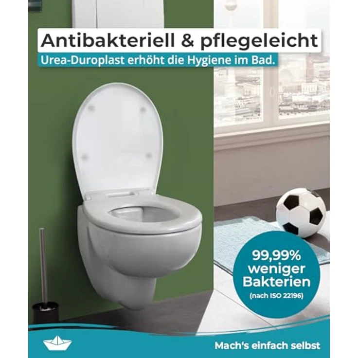 Calmwaters WC Sitz Halbzeitpause, Antibakteriell mit Absenkautomatik, 250 kg Tragkraft – Bild 8