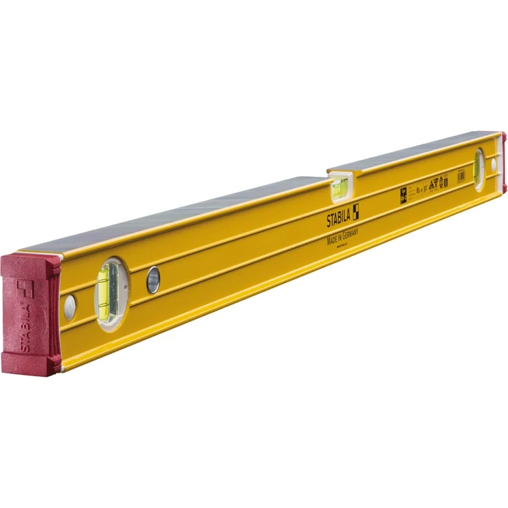 STABILA Wasserwaage Type 96-2, 81 cm, extrasteifes Alu-Profil, 1 Horizontal-Libelle, 2 Vertikal-Libellen, stoßdämpfende Endkappen, integrierte Rutsch-Stopper, Made in Germany – Bild 1