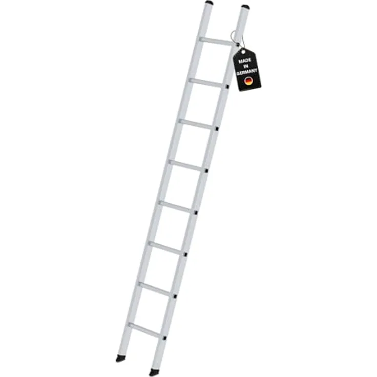 PROREGAL Sprossen-Anlegeleiter 350mm breit ohne Traverse | 8 Sprossen | Leiter, Teleskopleiter, Trittleiter, Bockleiter, Sprossen-Doppelleiter
