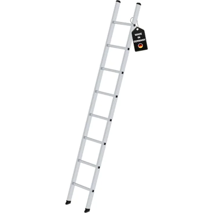 PROREGAL Sprossen-Anlegeleiter 350mm breit ohne Traverse | 8 Sprossen | Leiter, Teleskopleiter, Trittleiter, Bockleiter, Sprossen-Doppelleiter – Bild 1
