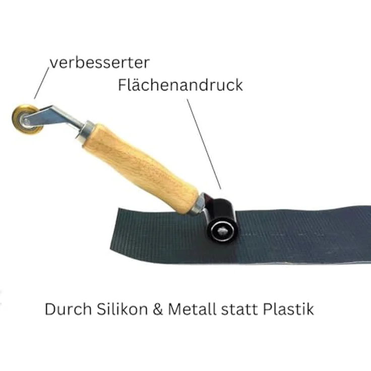 HSS Premium Kombi Roller Silikon Andrückrolle & Metall Eckenroller, ergonomischer Holzgriff für präzise Abdichtungen und vielseitigen Einsatz – Bild 4