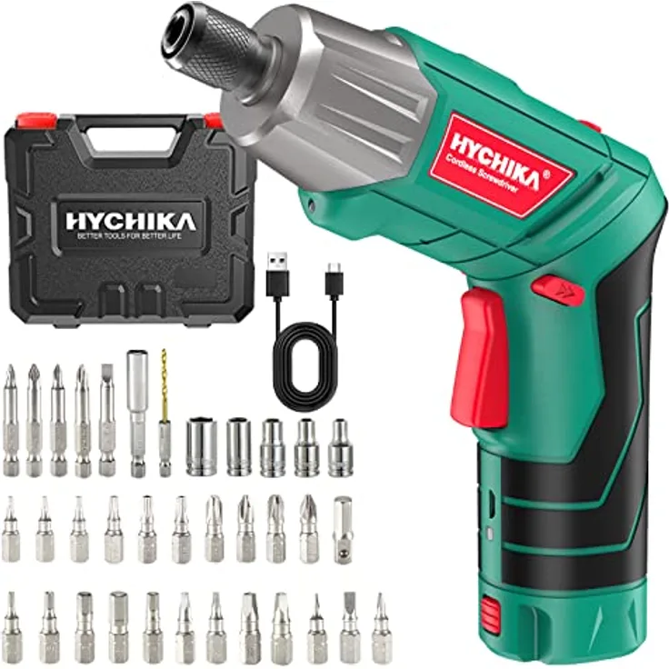 HYCHIKA 3,6V Akkuschrauber, 6N·m Drehmoment, 2000mAh Akku, LED-Licht, Taschenlampe - Blau