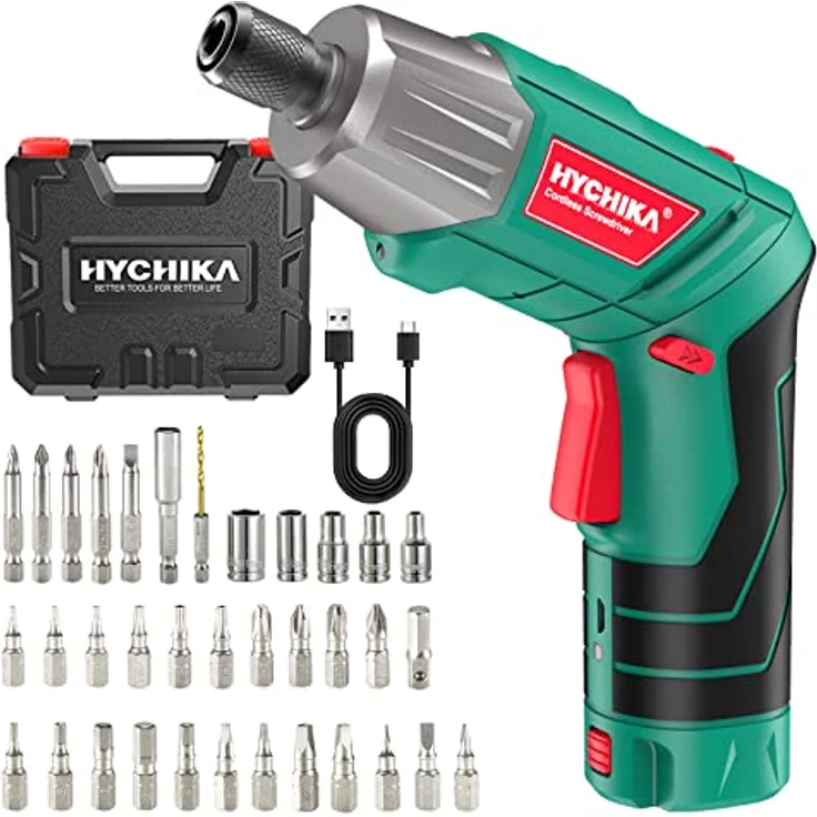 HYCHIKA 3,6V Akkuschrauber, 6N·m Drehmoment, 2000mAh Akku, LED-Licht, Taschenlampe - Blau – Bild 1