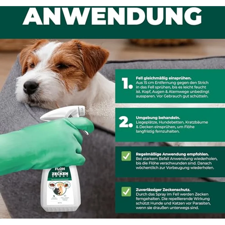 Silberkraft Floh- & Zeckenspray für Hunde und Katzen, 250 ml, mit Zitronen-Eukalyptus-Öl, effektives Repellent – Bild 5