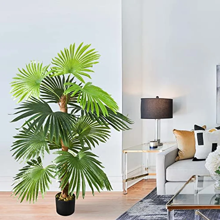 Kunstpalme Kunstpflanze Palme Palmfarn Farnpalme Plastik Künstliche Pflanze 120cm, Decovego – Bild 5