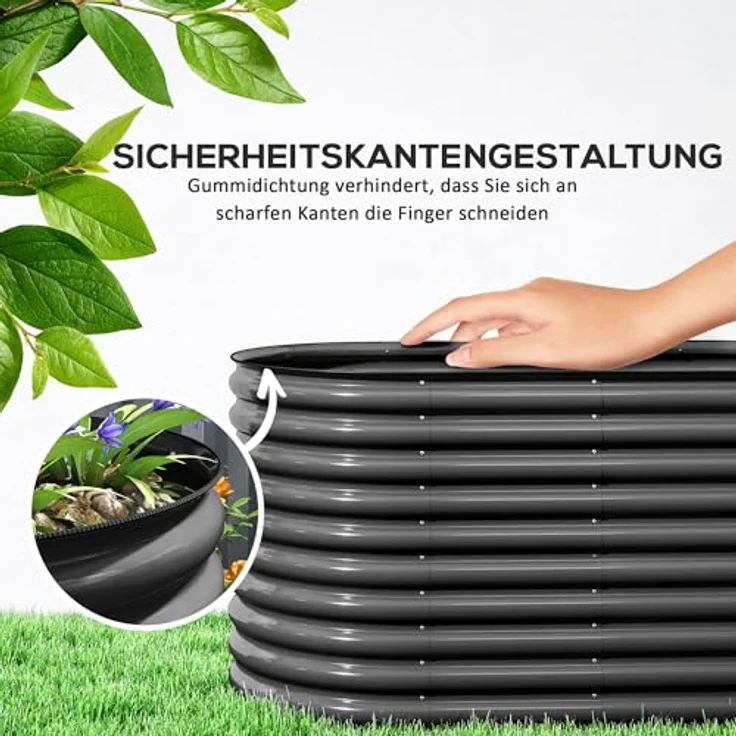 Outsunny Hochbeet aus Stahl, stapelbar, steckbar, 160x80x80cm, Dunkelgrau, für Garten Balkon Terrasse – Bild 6