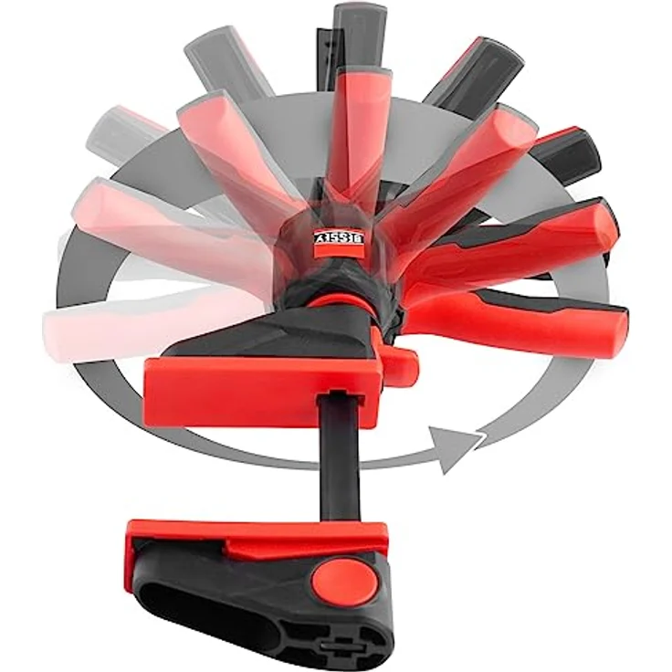 BESSEY Einhandzwinge mit drehbarem Griff EZ360-60, Spannweite 600 mm Ausladung 80 mm, einfaches Überkopfarbeiten, Innovativer 360° Dreh-Mechanismus, Gewicht 1,06 Kg – Bild 2