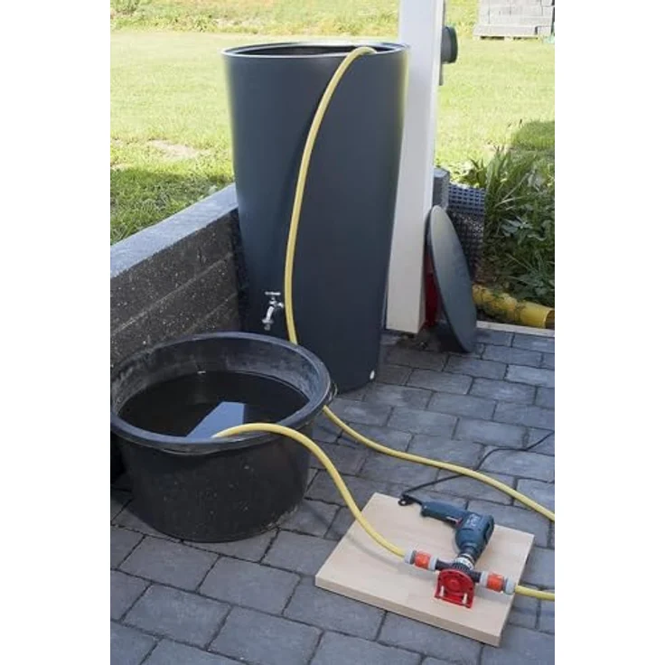 wolfcraft Bohrmaschinen Pumpe mit Kunststoffgehäuse 2207000, Selbstansaugende Wasserpumpe mit bis zu leistungsstarken 3000 l-h - ideal als oder zum Auspumpen verschiedener Wasserbetten Bohrmaschinenpumpe – Bild 3