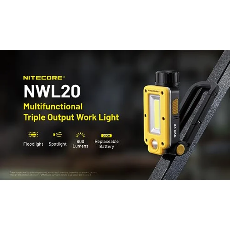 Nitecore NWL20 - Arbeitsleuchte, 600 Lumen, Spotlicht, Flutlicht, Rotlicht, magnetsicher Fuß – Bild 5