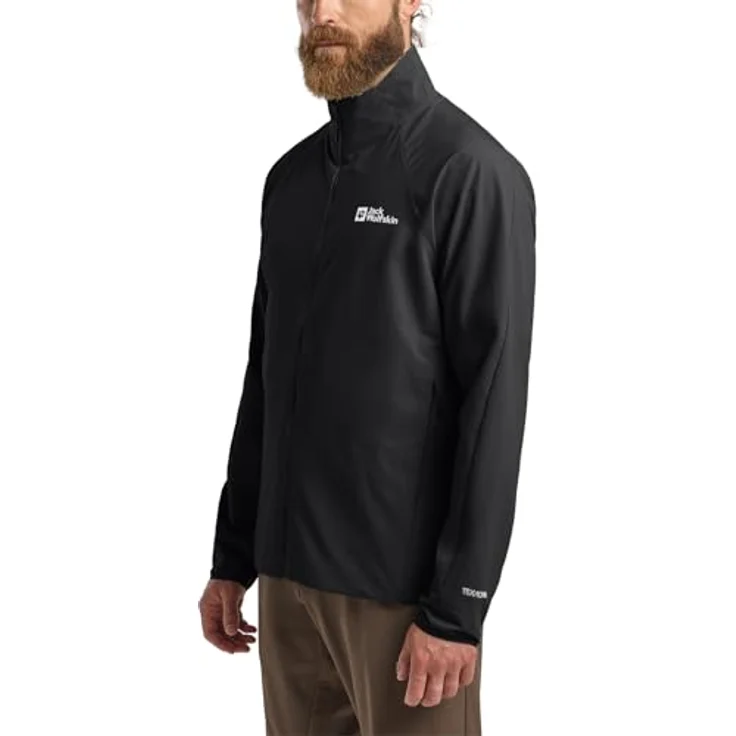 Jack Wolfskin Prelight Stride Jkt M, leichte Herrenjacke mit UV-Schutz und windabweisendem Texashield Core Material, Schwarz, Größe L – Bild 1