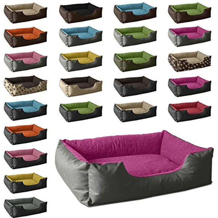 BedDog Hundebett LUPI, Hundekissen mit abziehbaren waschbaren Bezug, Hundekorb, Hundesofa, für kleine Hunde, S, grau-pink – Bild 5
