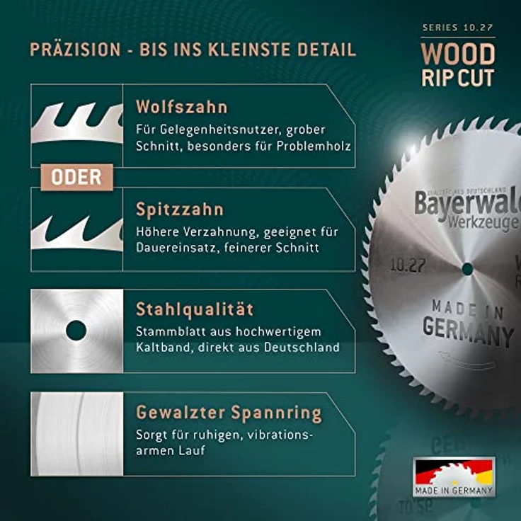 Bayerwald - CV Kreissägeblatt - Ø 800 mm x 3,7 mm x 40 mm | Wolfszahn (56 Zähne) - Für grobe, schnelle Zuschnitte in Brennholz & Holzwerkstoffe - Made in Germany – Bild 5
