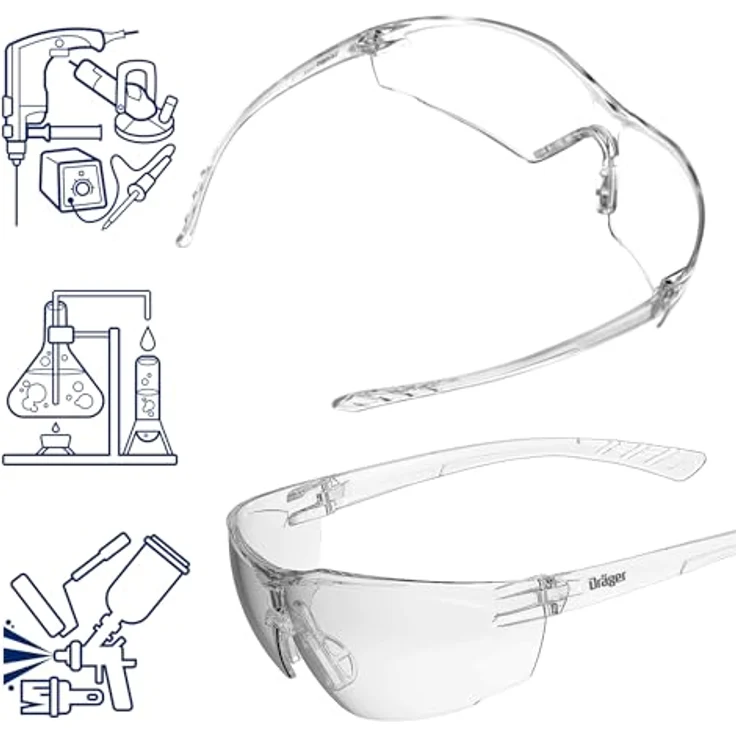 Dräger Schutzbrille X-pect 8320 | Leichte Sicherheitsbrille mit großem Sichtfeld | Für Baustelle, Werkstatt, Fahrrad-Fahren, Joggen | Klar, Kratzfest und beschlagfrei | 1 St. – Bild 4