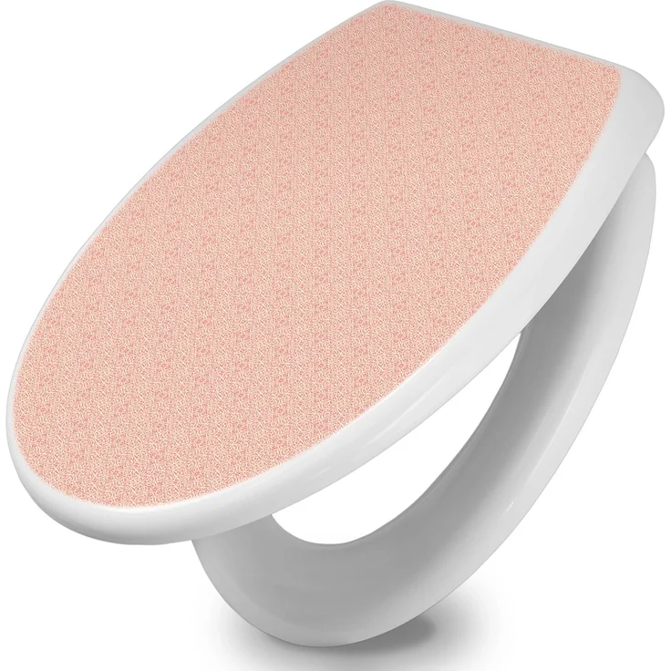 Banjado Toilettendeckel Rosa Arabesque, WC-Sitz mit Absenkautomatik Soft Close, Duroplast, hygienisch, leichte Montage, 44,5x37x5 cm, Weiß
