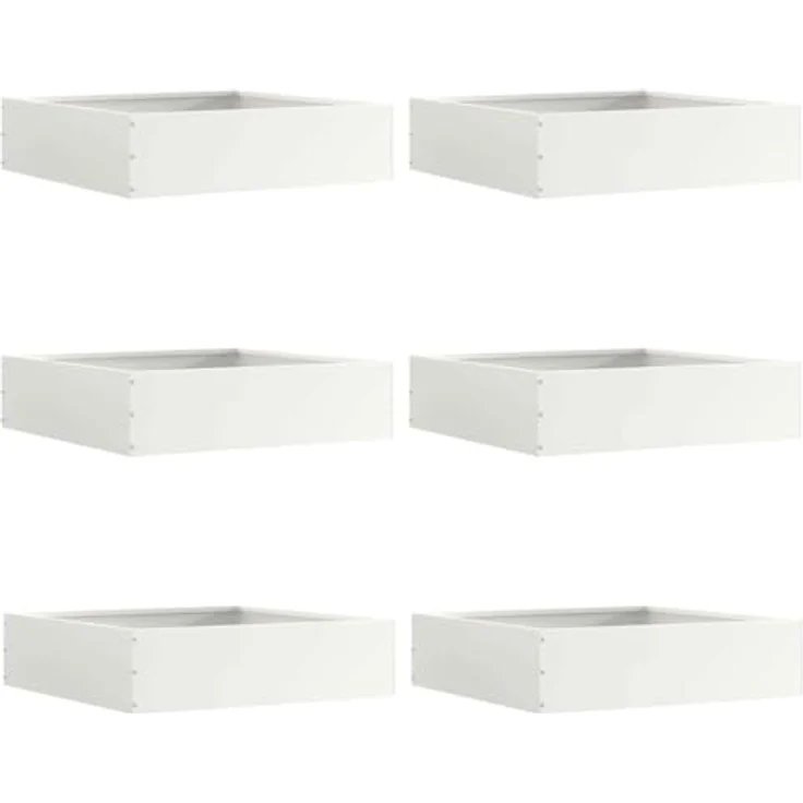 vidaXL Raseneinfassung 6 pcs Weiß, 50 x 50 x 13 cm, strapazierfähiger Stahl, moderne Metallkante für Garten und Terrasse – Bild 1