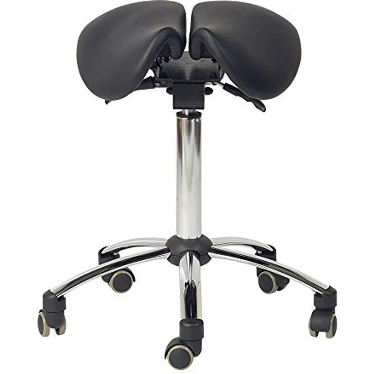 Teqler Sattelhocker schwarz, 2-fach verstellbar mit stufenloser Höhenverstellung von 58 - 80 cm, sattelförmige Sitzfläche – Bild 4