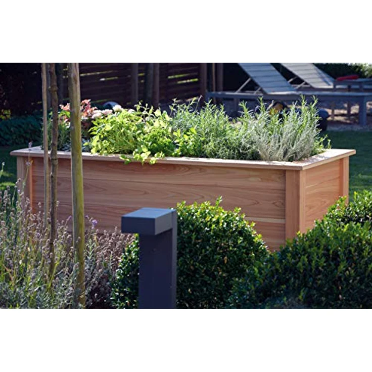 dobar® 58285FSCe Hochbeet XL Douglasie | Großes Kräuterbeet aus Holz | XL Salatbeet inklusive Pflanzfolie | Gemüsebeet für Garten/Terrasse/Balkon | Pflanzbeet zur Anzucht | 150 x 60 x 65 cm | Natur – Bild 4