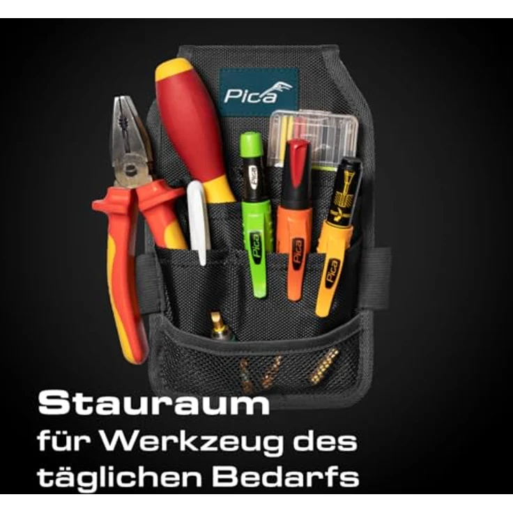 Pica PICA MASTER-BELT, Gürteltasche aus strapazierfähigem Nylon mit Tieflochmarker & Permanentmarker, 5 Fächer, ergonomisch, schwarz – Bild 8