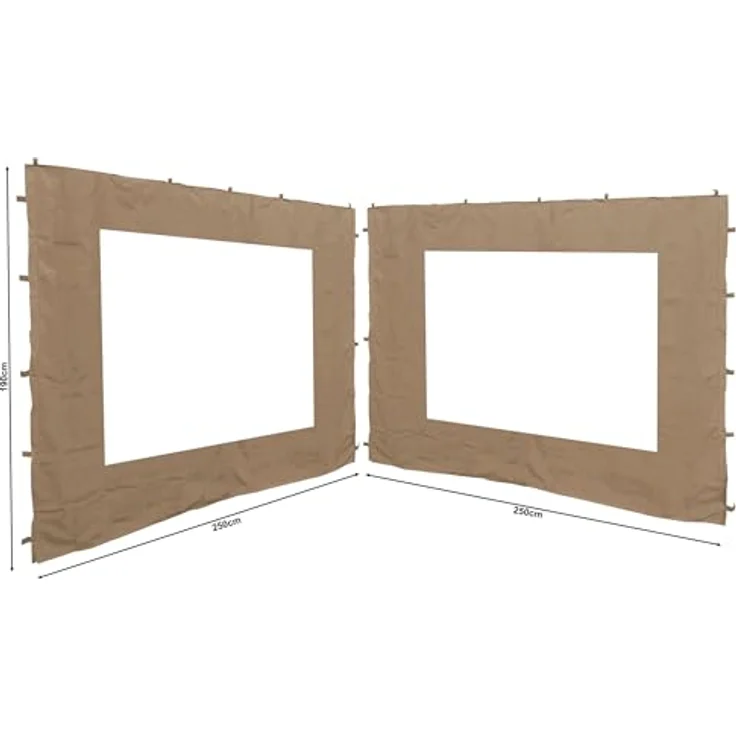 Quick Star Pavillonseitenteil Set, 2 Seitenteile 250x190 cm mit transluzentem Fenster, Sand – Bild 2