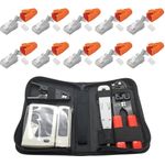 ARLI Crimpzange Netzwerk Werkzeugset + 10 RJ45 Netzwerkstecker mit Zugentlastung, Einführhilfe und Knickschutz, 15-tlg.