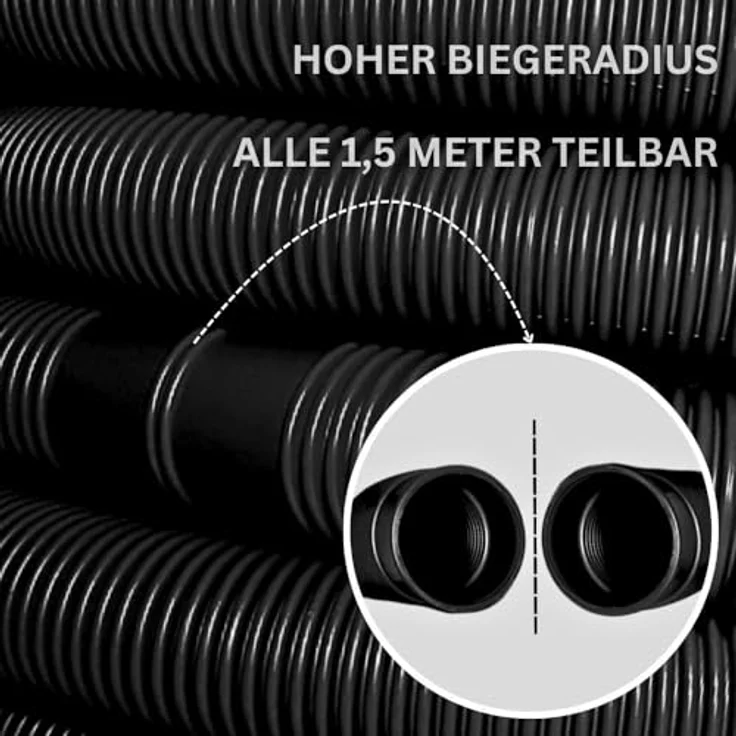 Aquaone Poolschlauch 6 Meter, 32mm 1 1/4" Solarschlauch mit 1,5m Muffenabstand, chlor- und UV-beständig – Bild 2