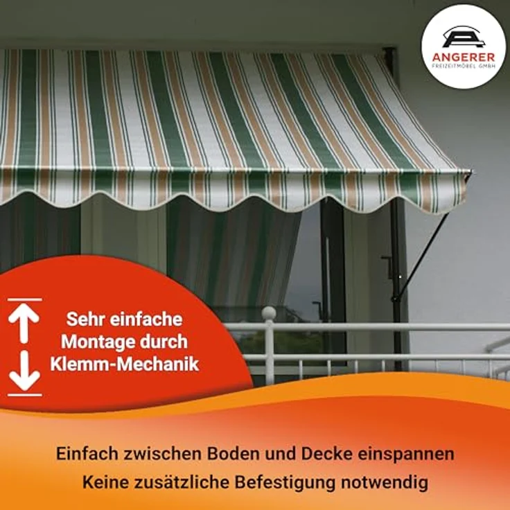 Angerer Klemmmarkise PE-Gewebe Uni, Orange, 250 cm – Bild 8