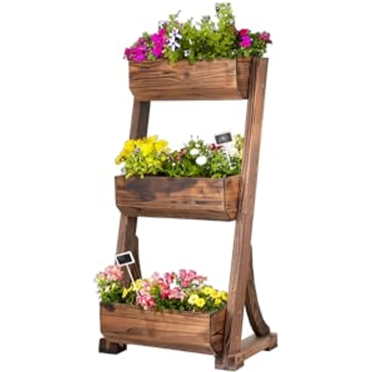empasa Vertikales Hochbeet 'Raise 3' Blumenkasten Pflanzkübel Frühbeet Kräuterbeet aus Holz mit DREI Etagen, 62 x 47 x 117 cm – Bild 1