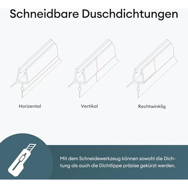 Mai & Mai Duschdichtung PVC H009 | Ersatzdichtung für Duschtüren & Duschkabinen, transparent, für 6mm Glasstärke, Länge: 60cm – Bild 5