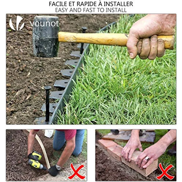Flexible Rasenkante Kunststoff, mit 30 Erdanker, 10m x 5cm, Grün – Bild 3