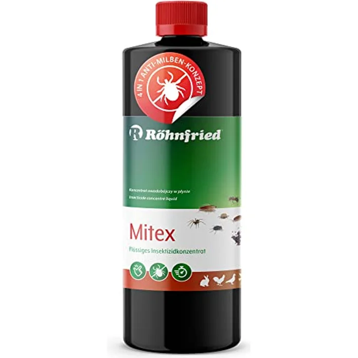Röhnfried Mitex 1000 ml I Insektenschutz mit Langzeitwirkung I wirkt gegen rote Vogelmilbe, Milben, Ameisen, Flöhe etc. I hochwirksamer Parasitenschutz – Bild 1