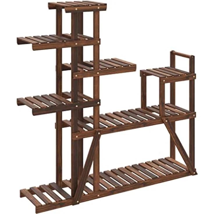 vidaXL Blumenständer, Pflanzständer 110x25x111 cm Massivholz Tanne, karbonisiertes Braun – Bild 1