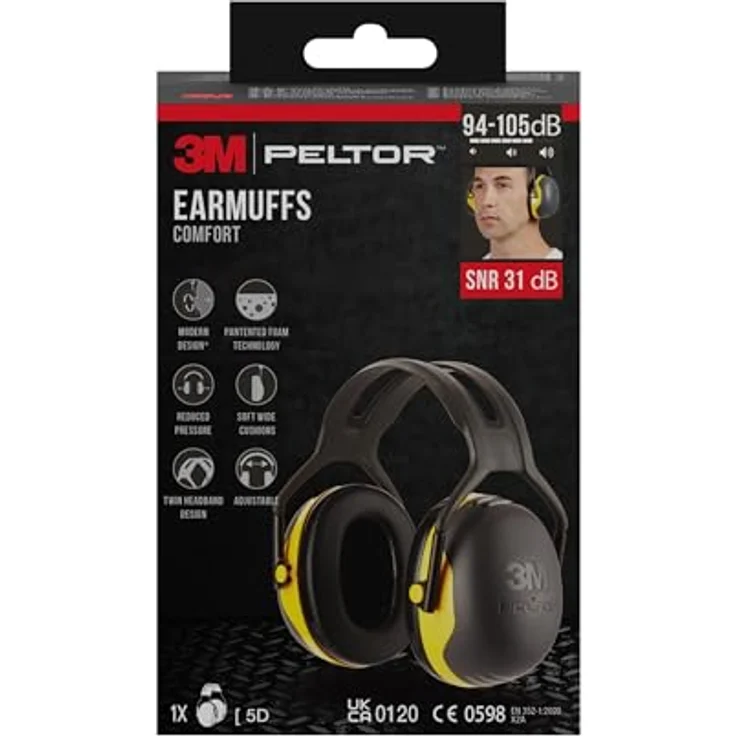 3M Peltor Kapselgehörschützer X2AC1 für Lärmpegel von 94 bis 105 dB, stufenlos verstellbare Kopfbügel,schwarz-gelb – Bild 4