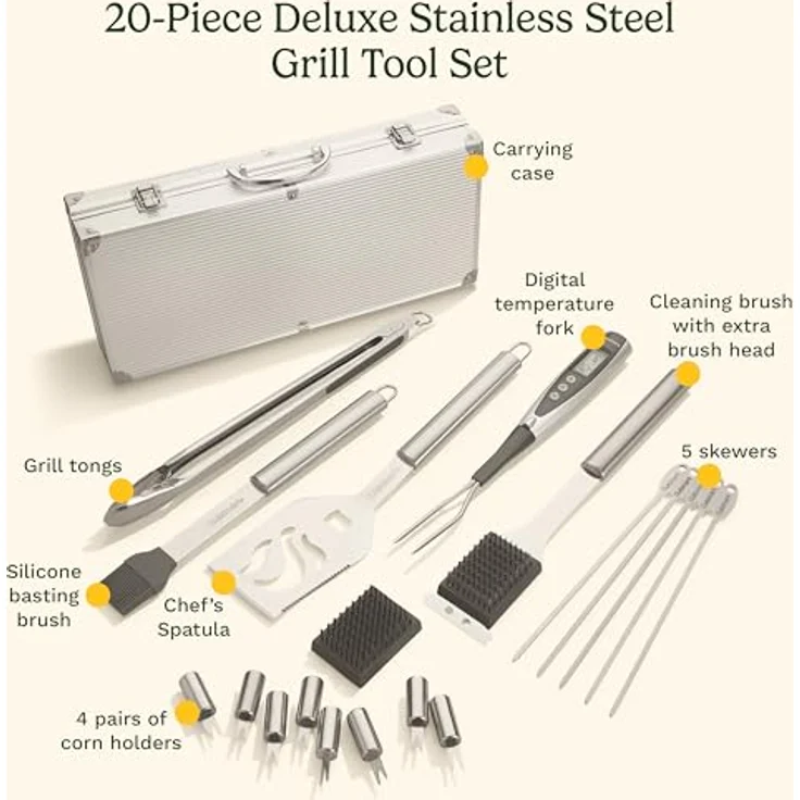Cuisinart 14 Deluxe Grillbesteckset Grillwerkzeug, Edelstahl – Bild 3