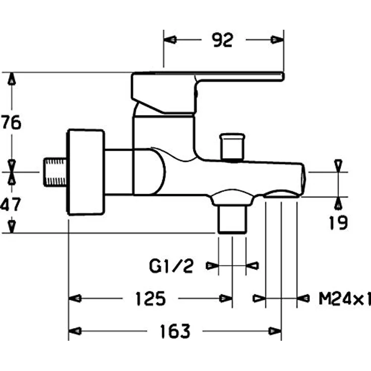 Hansa 3742173 Hansaronda Wannenarmatur, Aufputz Einhebelmischer mit Umstellung ohne Wannen-Brausegarnitur – Bild 4