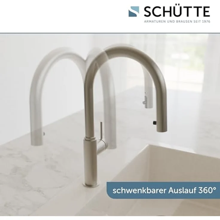 Schütte Spültischarmatur BLACKPOOL, energiesparend mit Cold-Start-Funktion, 360° schwenkbar, ausziehbarer Schlauch – Bild 7