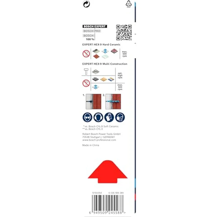 Bosch Expert HEX-9 Hard Ceramic + HEX-9 Multi Construction Bohrer, 8 mm, 2-tlg., präzise Bohrung für Fliesen und Baustoffe – Bild 4